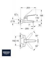 MONOMANDO DUCHA GERONTOLOGICO MURAL EUROECO GROHE